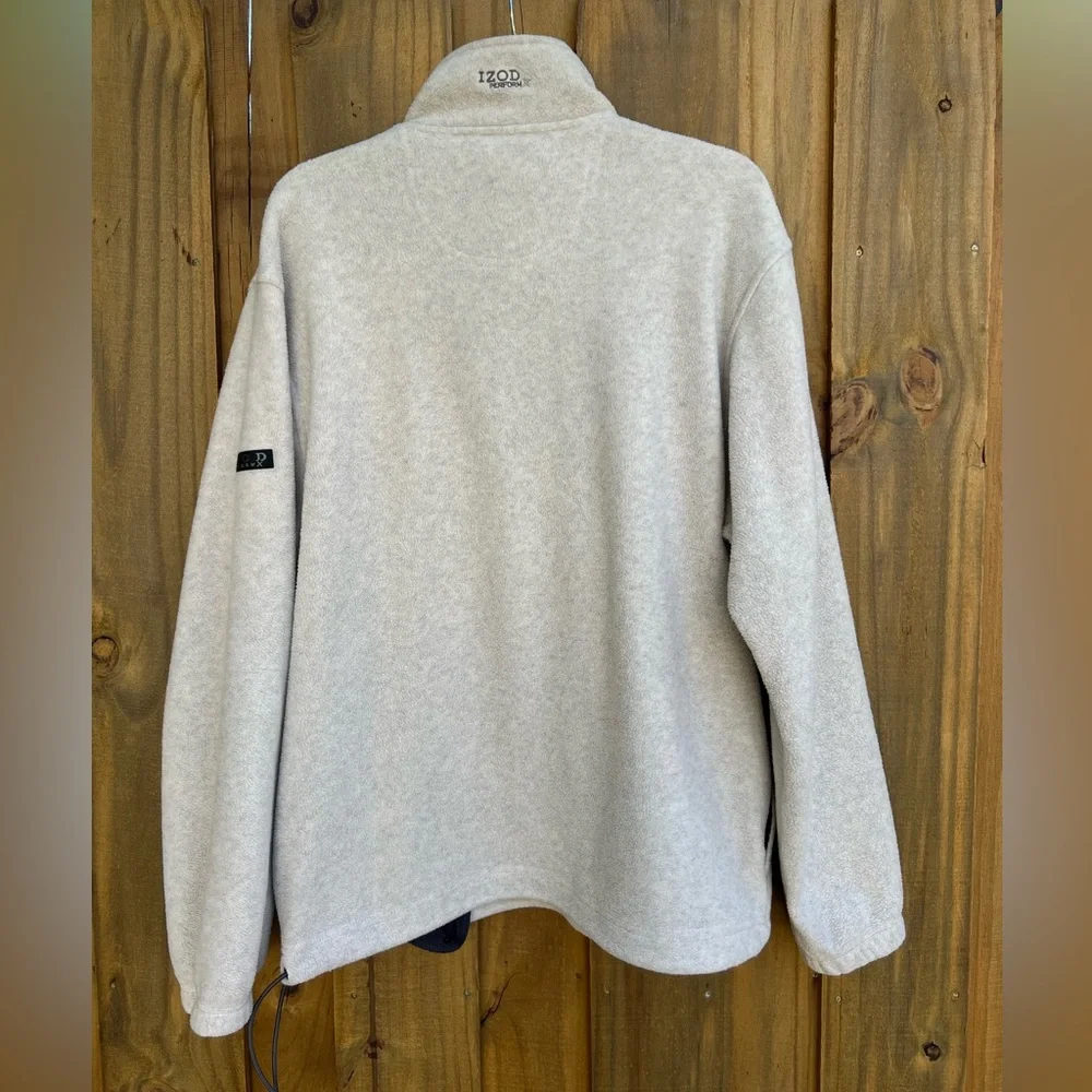 Izod Men's Performance X Light Gray Quarter Zip-Up/Drawcord Hem Sweater SZ M